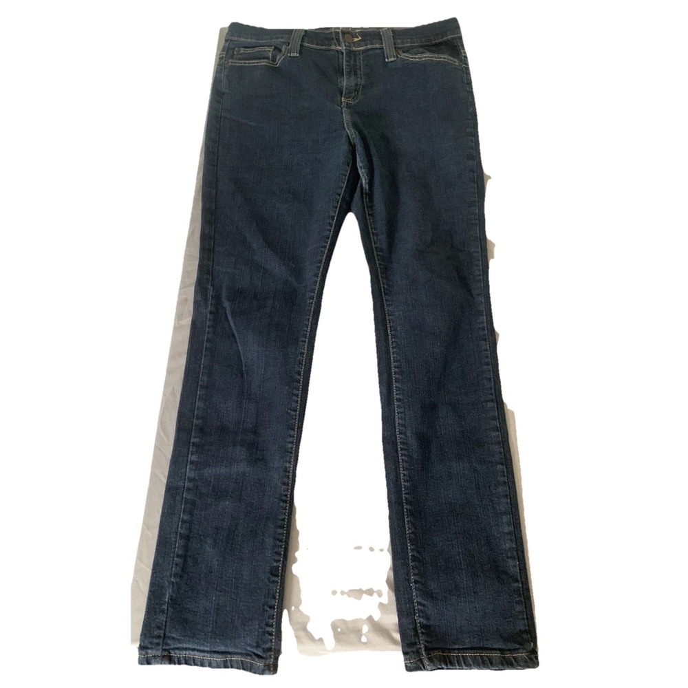 PBX Basics Womens Size 10 Dark Wash Denim Straight Leg JeansIndigo Blue Mid Rise